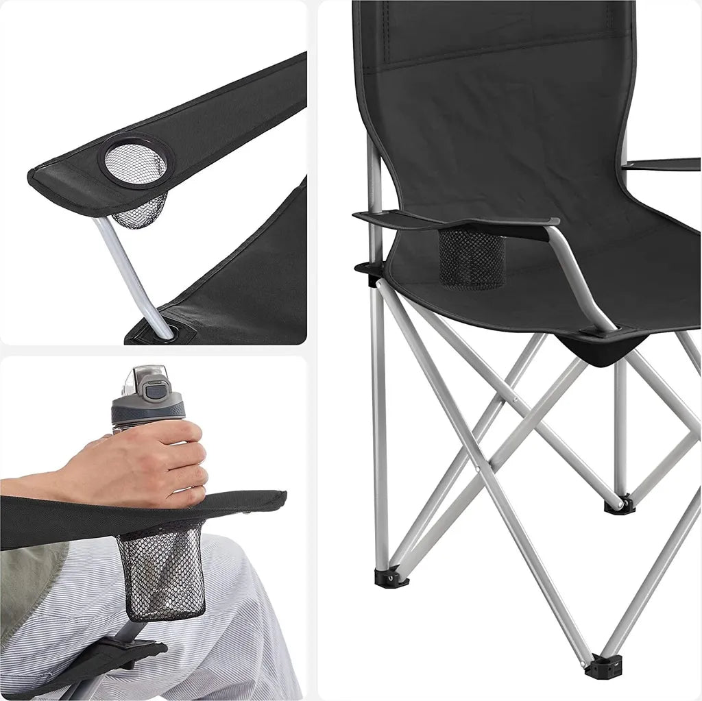  SONGMICS Campingstuhl Klappbar, Camping Stuhl, 2er Set, Faltbar, Bis Zu 120 Kg Belastbar GCB01BK
