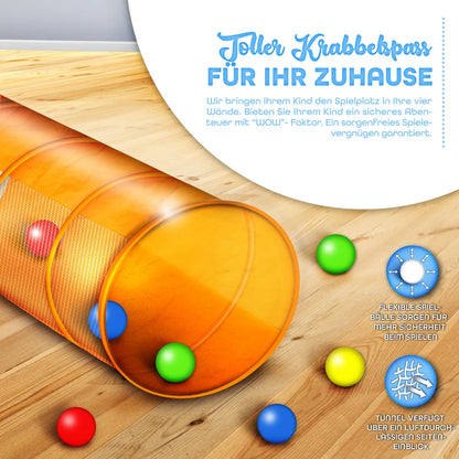  KIDUKU Spielzelt + 200 Bälle + Tunnel + Tasche Kinderzelt Bällebad Babyzelt