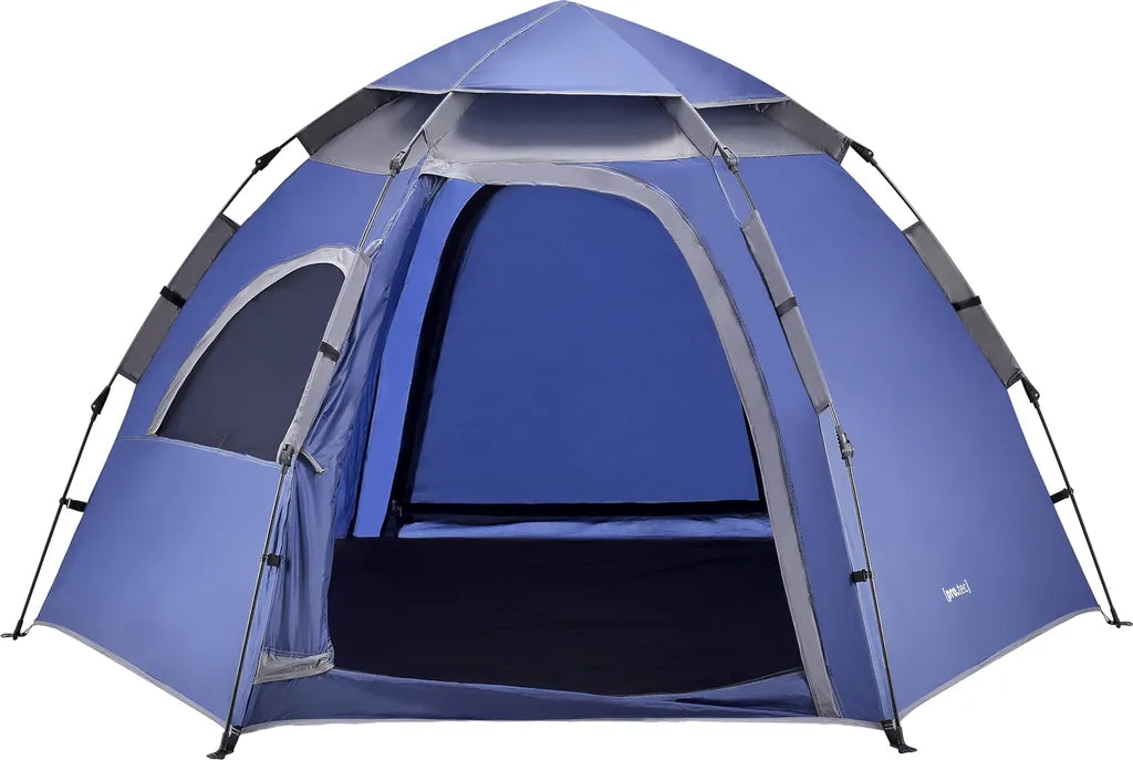 Pro-Tec Campingzelt Nybro Für 2-3 Personen Kuppelzelt 240 X 205 X 140 Cm Sekundenzelt Sofortzelt Festivalzelt Camping Automatik Zelt Wasserdicht Blau