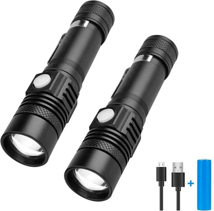  2x Superhelle USB Taschenlampe LED 80000LM USB Wiederaufladbare Fackel Akku