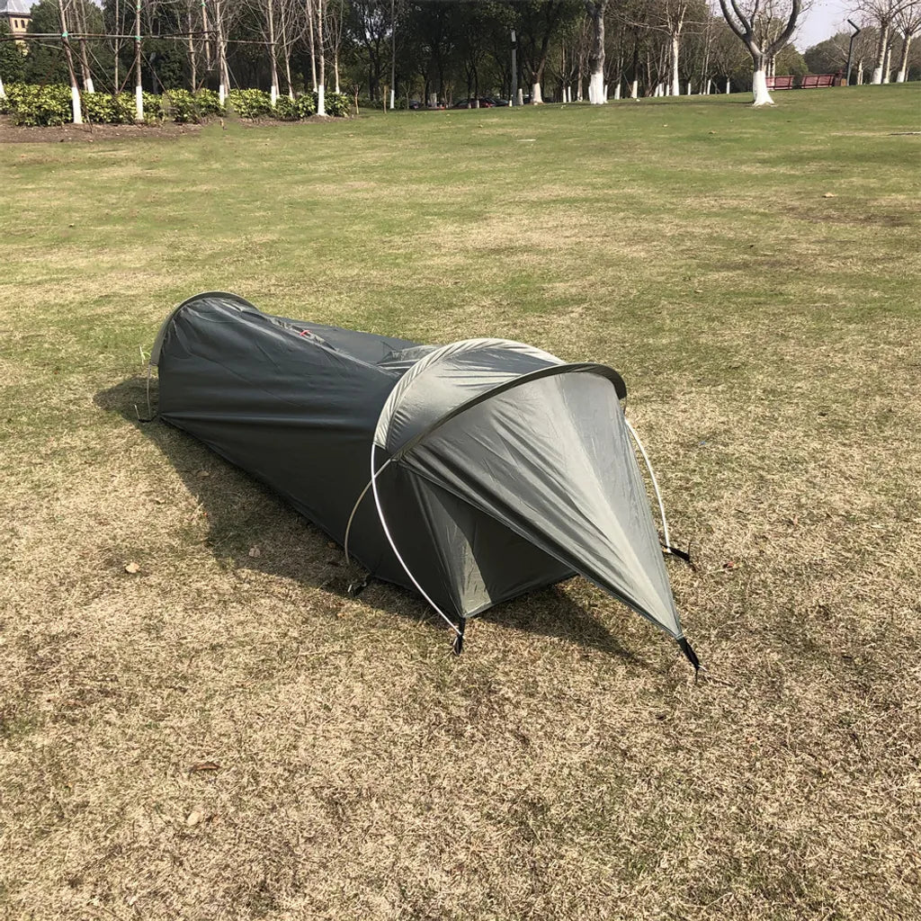  Ultraleichtes Einpersonenzelt, Wasserdichtes Campingzelt Fuer Outdoor-Rucksacktouren, Wandern, Angeln