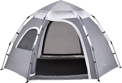 Pro-Tec Campingzelt Nybro Für 2-3 Personen Kuppelzelt 240 X 205 X 140 Cm Sekundenzelt Sofortzelt Camping Automatik Zelt Wasserdicht Grau
