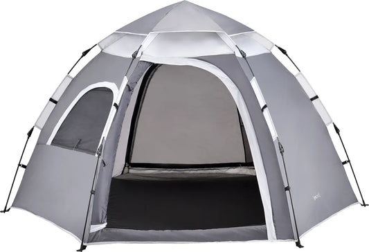 Pro-Tec Campingzelt Nybro Für 2-3 Personen Kuppelzelt 240 X 205 X 140 Cm Sekundenzelt Sofortzelt Camping Automatik Zelt Wasserdicht Grau