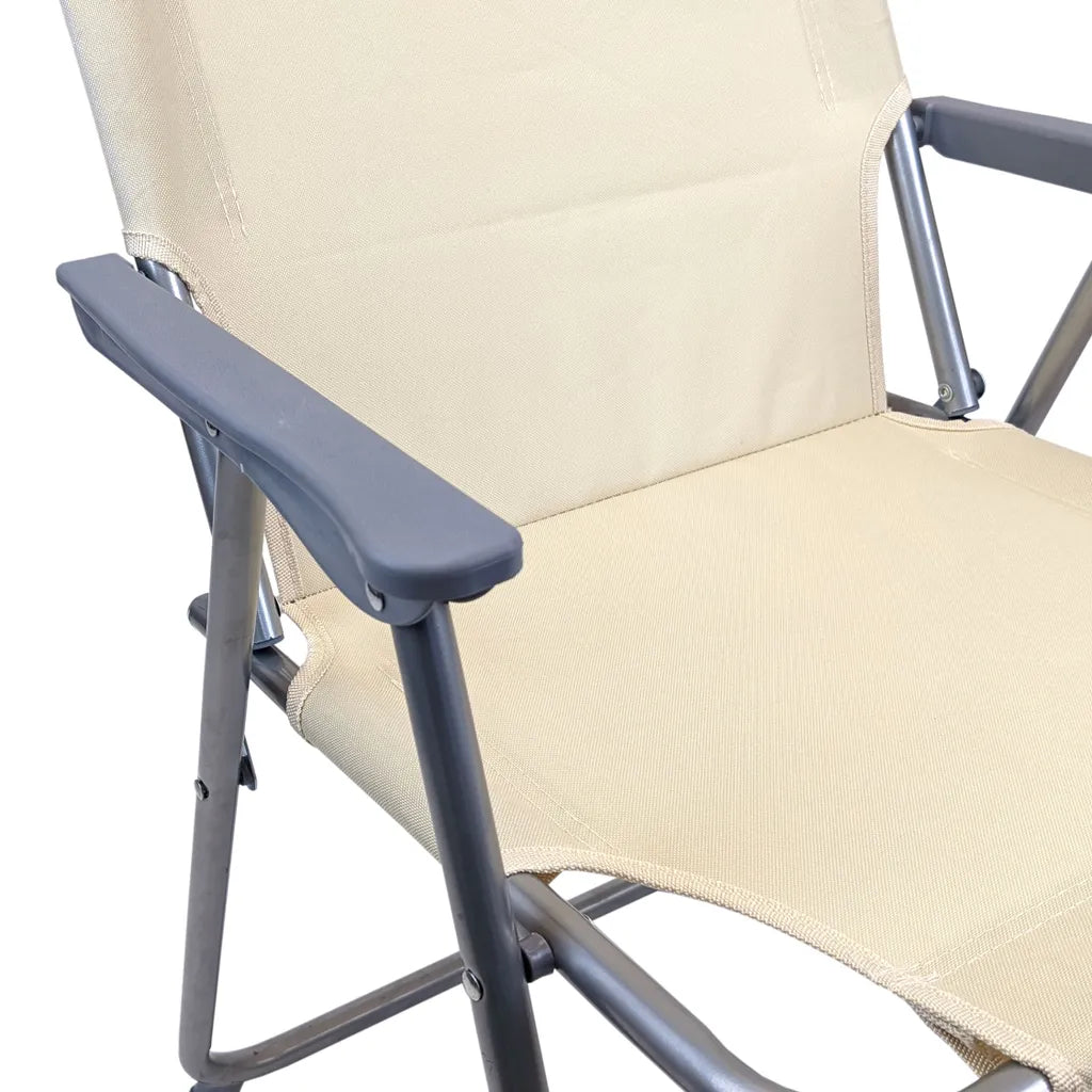  2 Stück Wohaga Campingstuhl 'Texel' Mit Armlehnen, Klappbar - Beige