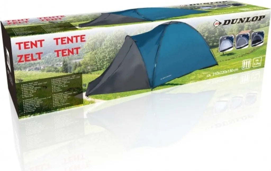 DUNLOP Campingzelt - Kuppelzelt Für 3 Personen - Wasserfest - 210 X 220 X 130 Cm - Inkl. Tragetasche