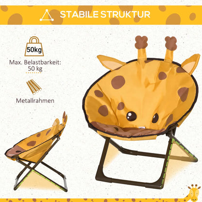  HOMCOM Moonchair Campingstühle Kinder Mondstuhl Faltbar Kinder-Klappsessel Klappbar In-& Outdoor Leicht Zu Tragen Für Kleinkind Mädchen Junge Stahl Gelb Ø50 X 49H Cm