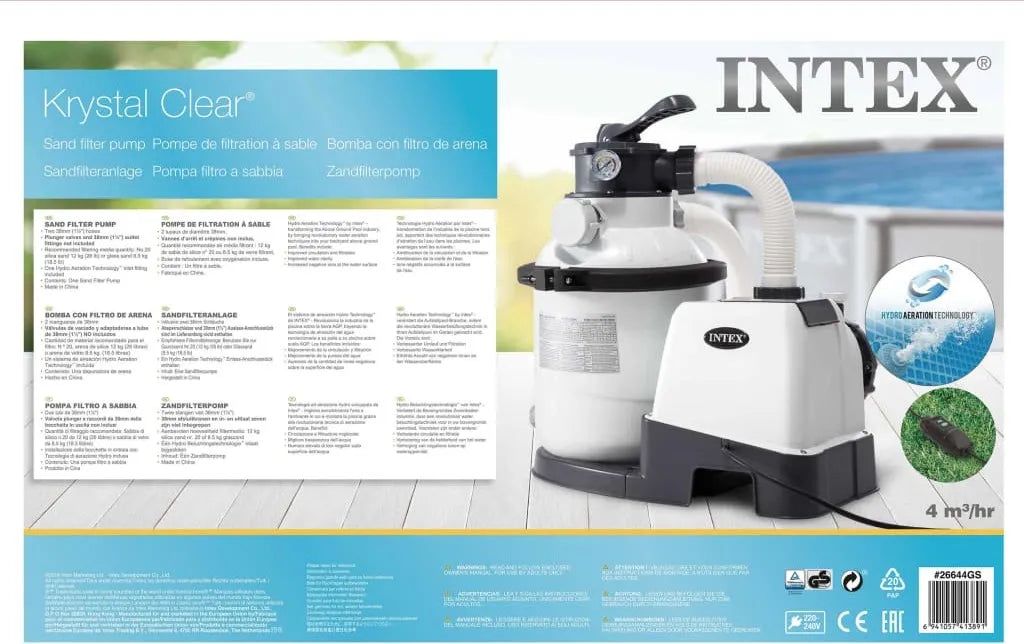  INTEX 26644GS - RCD Sandfilterpumpe - SX1500 (4,5m³l/hr, Bis 20m³ Pool)