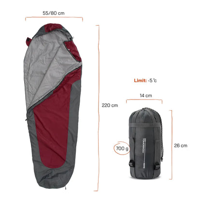  Schlafsack 220x80x50cm Rot / Grau