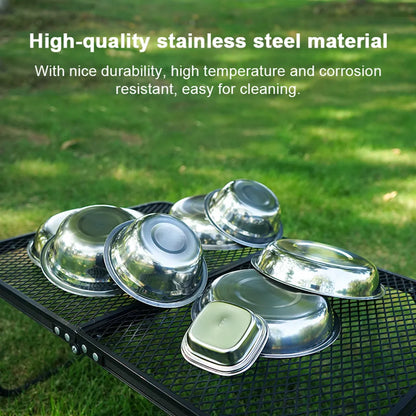  CLS 22-teiliges Tragbares Essteller-Set, Camping-Geschirr-Set, Polierter Edelstahl, Schš¹sseln, Suppent?pfe Mit Aufbewahrungstasche Fš¹r Das Kochen Im Freien, Camping, Picknick, Grillen