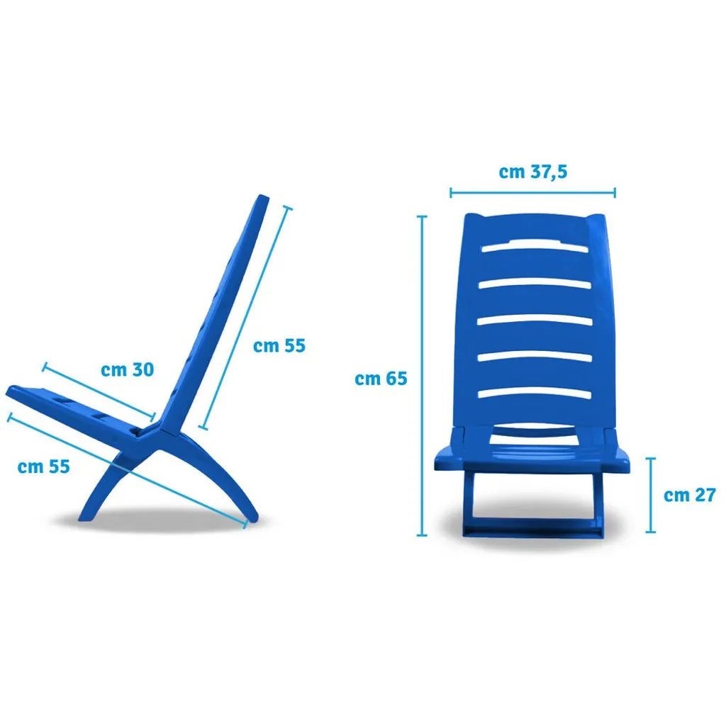  Kreher Tragbarere Klappbarer Campingstuhl/Strandstuhl Aus Kunststoff Mit Belastbarkeit Bis 100 Kg (Blau)