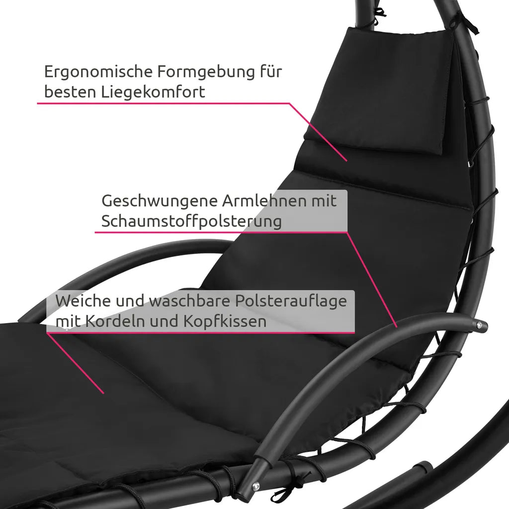  Tectake Hängeliege Kasia Mit Sonnendach - Schwarz