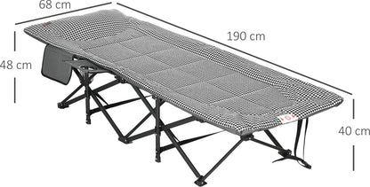  Outsunny Feldbett Campingbett, Campingliege Mit Tasche, Klappbett Mit Becherhalter, Für Schwimmbad, Balkon, Bis 120 Kg, Schwarz, 68 X 186 X 48cm