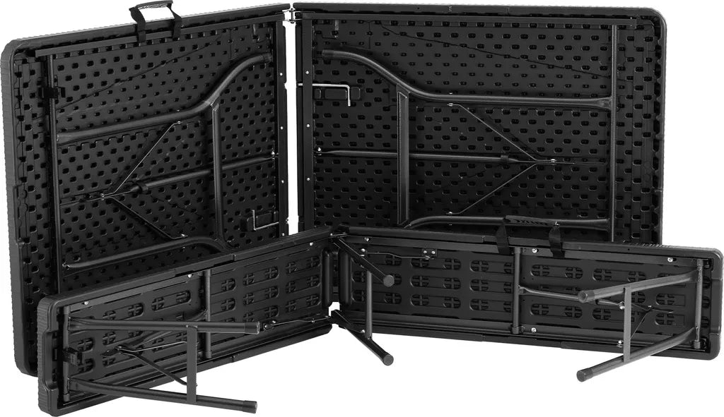  Tectake Campingtischgarnitur Klappbar - Schwarz-Rattanoptik