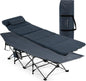  COSTWAY Feldbett Klappbar 190x67x53cm Campingbett Bis 150 Kg Belastbar Klappbett Mit Matratze, Kissen & Seitentasche, Tragbares Campingliege Inkl. Tragetasche Für Camping & Strand Blau