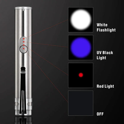  Laserpointer Für Katzen USB Wiederaufladbar, Cat Dog Interactive Lazer Toy, Heimtier-Übungs-Chaser-Tool, 3-Modus,Taschenlampen