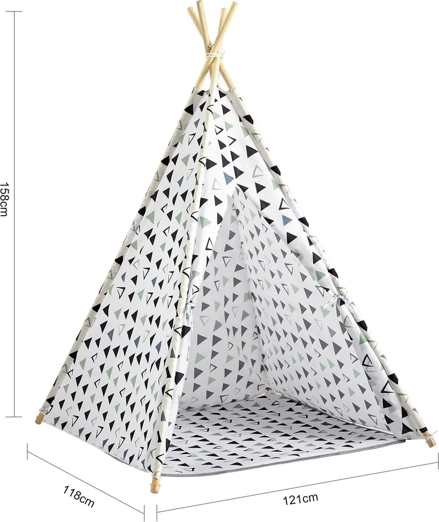  SoBuy OSS03-A02 Tipizelt Spielzelt Zelt Für Kinder Mit 1 Tür Spielhaus Kinderzelt (Weiß/Dreieck)