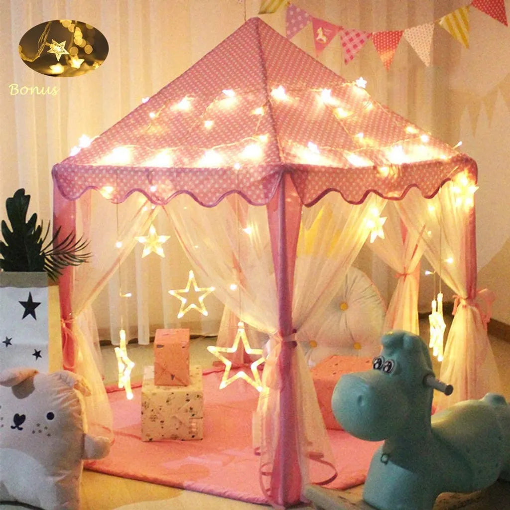  Kinderspielzelt Mädchen Prinzessin Zelt Innen & Draussen Castle Spielzelt Kinder Schloss Zelt - Weihnachten, Geburtstag Geschenk Für Kinder ( Rosa )