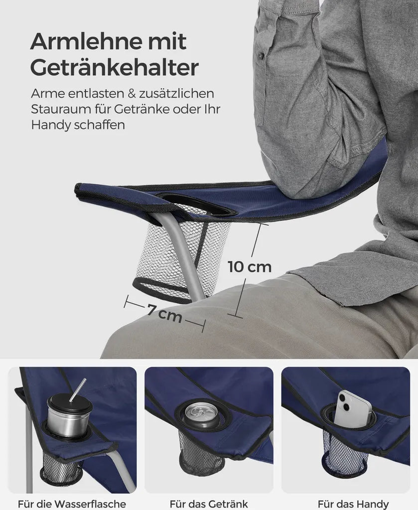  SONGMICS Campingstuhl Klappbar, Camping Stuhl, 2er Set, Faltbar, Bis Zu 120 Kg Belastbar GCB01IN