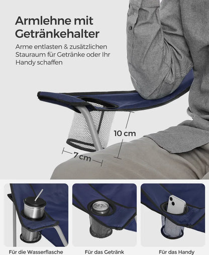 SONGMICS Campingstuhl Klappbar, Camping Stuhl, 2er Set, Faltbar, Bis Zu 120 Kg Belastbar GCB01IN