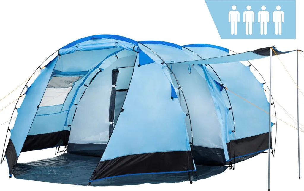  CampFeuer Zelt Super+ Für 4 Personen | Blau / Schwarz | 3000 Mm Wassersäule