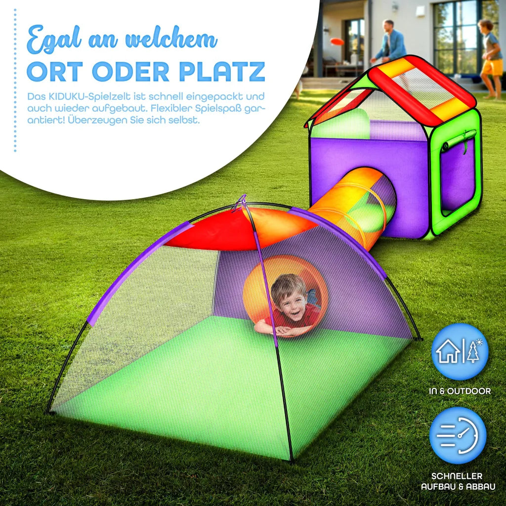  KIDUKU Spielzelt + 200 Bälle + Tunnel + Tasche Kinderzelt Bällebad Babyzelt