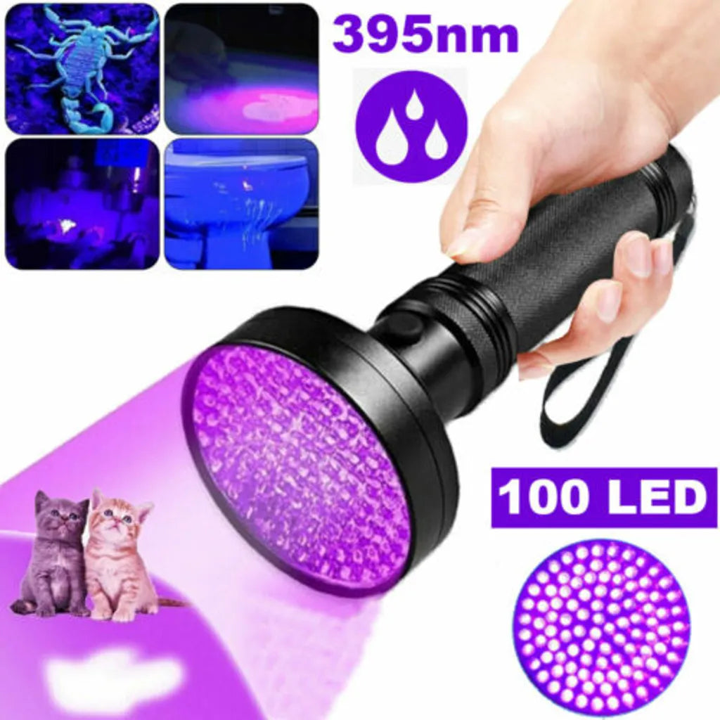  UV Lampe 100 LED Taschenlampe Scorpion Bernstein Schwarzlicht Handlampe UV Taschenlampe