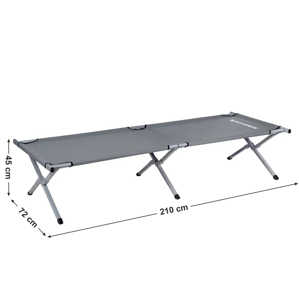  SONGMICS Campingbett Grau Oxford-Gewebe XXXXL 210 X 72 X 45 Cm Bis 260 Kg Belastbar Feldbett Stahl Gartenliege Sonnenliege GCB21U