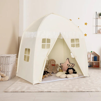  COSTWAY Kinderzelt, Großes Prinzessinnenzelt Mit Tragetasche, Anti-Rutsch-Matte, Reißverschluss-Design, Atmungsaktive Fenster, Tragbares Spielzelt Für Jungen Und Mädchen Ab 3 Jahren Beige