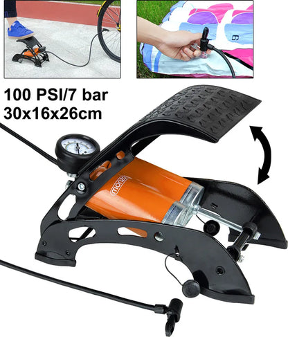  Monzana Fußluftpumpe Doppelzylinder 7 Bar 80cm Schlauch Inkl. Adapterset Luftpumpe Doppelzylinder Fahrrad Reifen KFZ Auto Luftmatratze, Model:2 X 125mm Zylinder