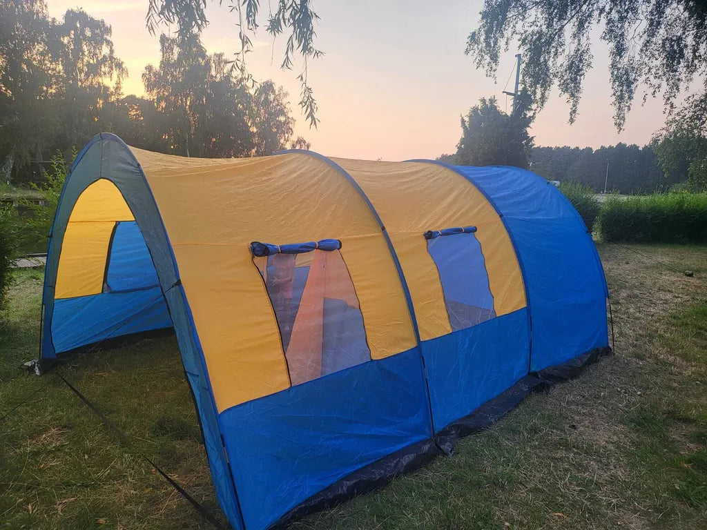  Campingzelt 4-6 Personen Outdoorzelt Zelt Familienzelt Tunnelzelt Gelb-Blau Neu