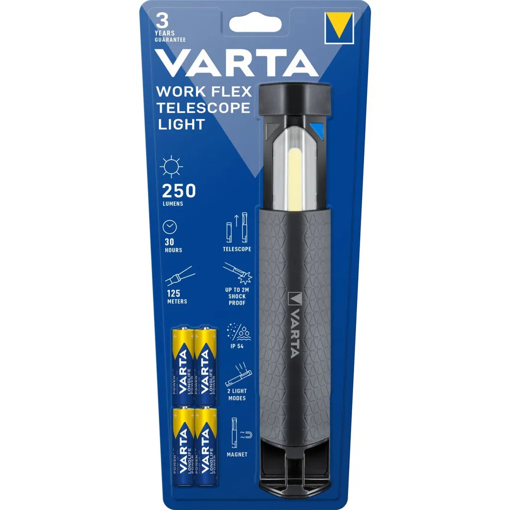  Varta Work Flex Telescope Light 4AA Mit Batt.