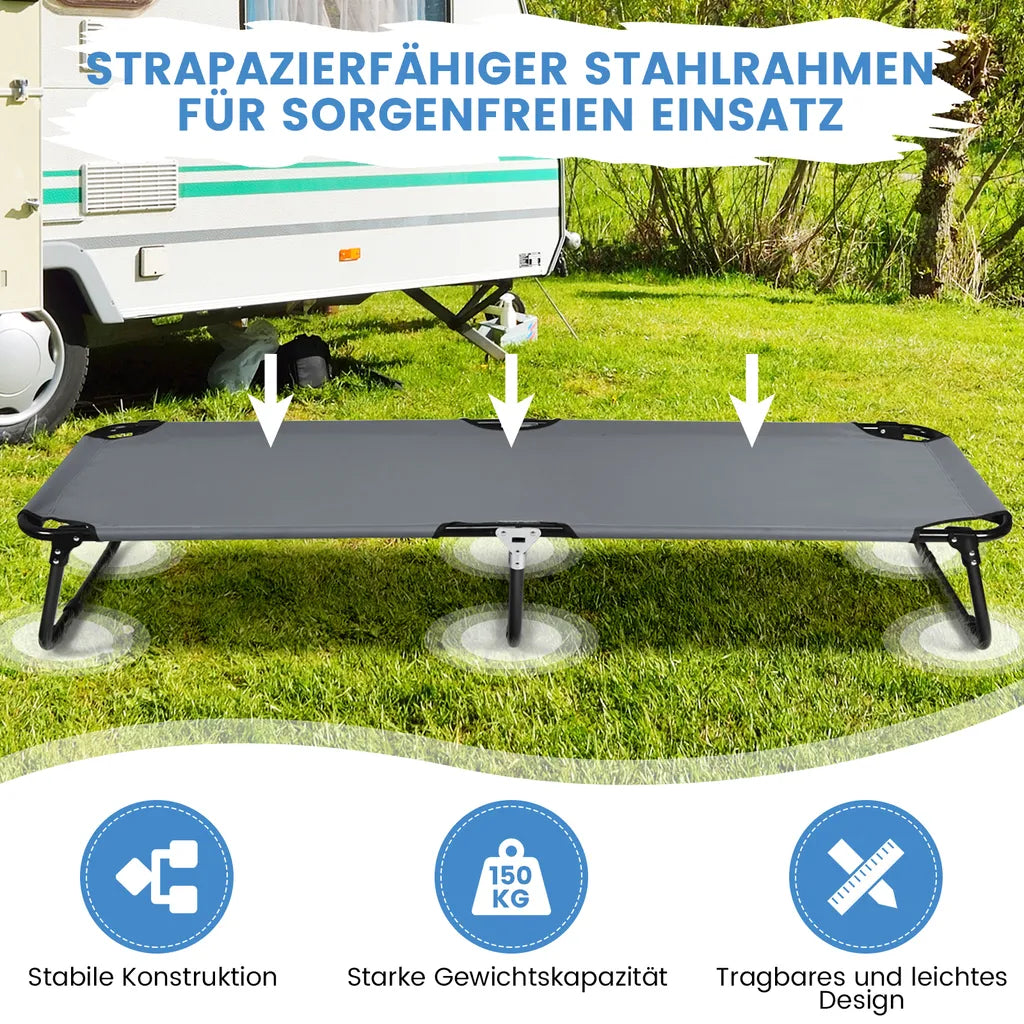  COSTWAY Feldbett Campingbett Bis 150 Kg Belastbar, Klappbett Liege Bett Campingliege Einzelbett 191x56x31cm