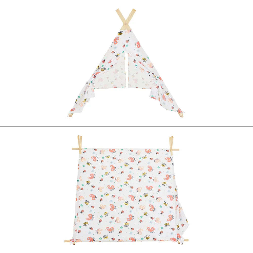 ECD Germany Spielzelt Für Kinder Mit 2 Türen Und Einem Fenster, 108x105x117 Cm, Weiß Mit Bunten, Aus Polyester, Drinnen/draußen, Inderzelt Babyzelt Zelt Spielhaus Spielzeug Geschenkidee