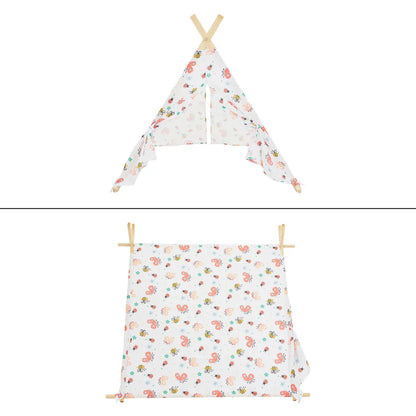 ECD Germany Spielzelt Für Kinder Mit 2 Türen Und Einem Fenster, 108x105x117 Cm, Weiß Mit Bunten, Aus Polyester, Drinnen/draußen, Inderzelt Babyzelt Zelt Spielhaus Spielzeug Geschenkidee