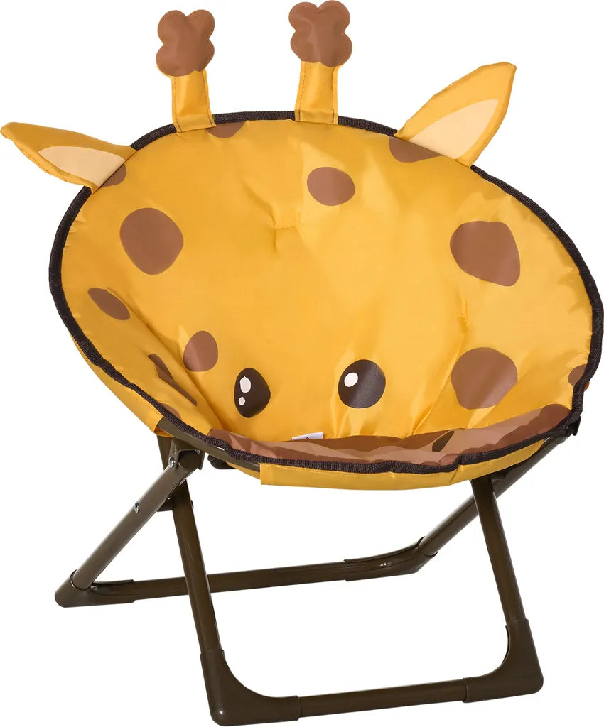  HOMCOM Moonchair Campingstühle Kinder Mondstuhl Faltbar Kinder-Klappsessel Klappbar In-& Outdoor Leicht Zu Tragen Für Kleinkind Mädchen Junge Stahl Gelb Ø50 X 49H Cm