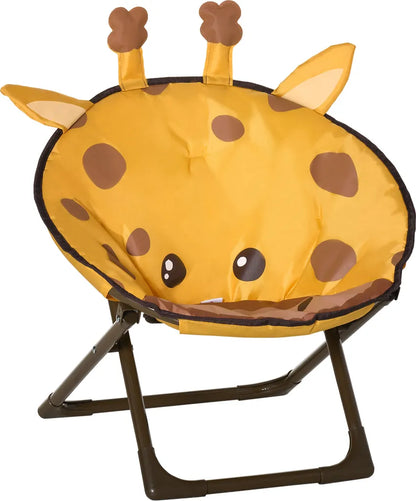  HOMCOM Moonchair Campingstühle Kinder Mondstuhl Faltbar Kinder-Klappsessel Klappbar In-& Outdoor Leicht Zu Tragen Für Kleinkind Mädchen Junge Stahl Gelb Ø50 X 49H Cm