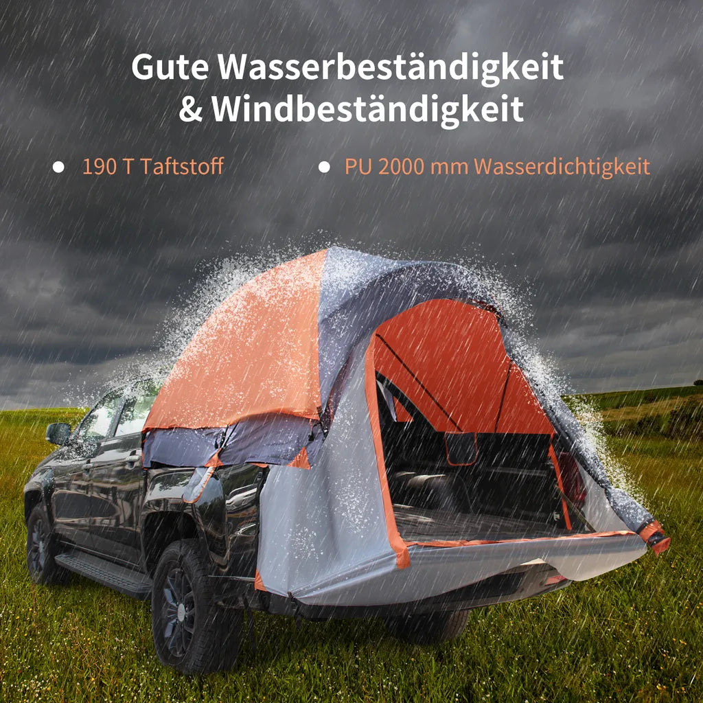  COSTWAY LKW-Zelt 2 Personen LKW-Bett-Zelt Campingzelt Mit Tragetasche Für Camping, Wandern, Outdoor, Orange Und Silber 265x178x100cm