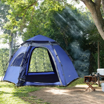 Pro-Tec Campingzelt Nybro Für 2-3 Personen Kuppelzelt 240 X 205 X 140 Cm Sekundenzelt Sofortzelt Festivalzelt Camping Automatik Zelt Wasserdicht Blau