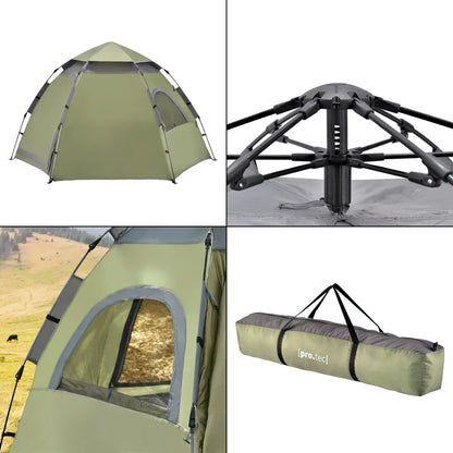 Pro-Tec Campingzelt Nybro Für 2-3 Personen Kuppelzelt 240 X 205 X 140 Cm Sekundenzelt Sofortzelt Festivalzelt Camping Automatik Zelt Wasserdicht Grün