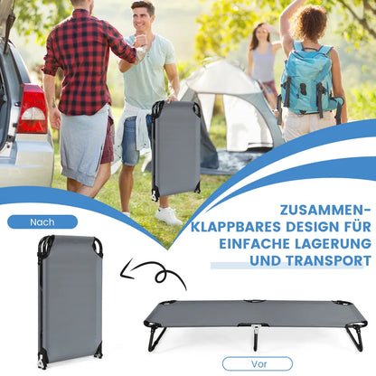  COSTWAY Feldbett Campingbett Bis 150 Kg Belastbar, Klappbett Liege Bett Campingliege Einzelbett 191x56x31cm