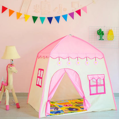  Kinderspielzelt Blühende Blumen Kinderzelt,Spielzelt Prinzessin Traum Schloss Burg Haus Für Mädchen, Im Kinderzimmer, Indoor/innen/außen/draußen,（Pink + Gelb）