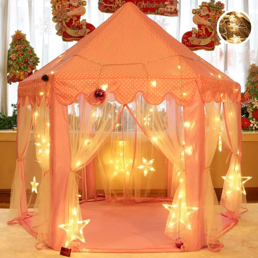  Kinderspielzelt Mädchen Prinzessin Zelt Innen & Draussen Castle Spielzelt Kinder Schloss Zelt - Weihnachten, Geburtstag Geschenk Für Kinder ( Rosa )