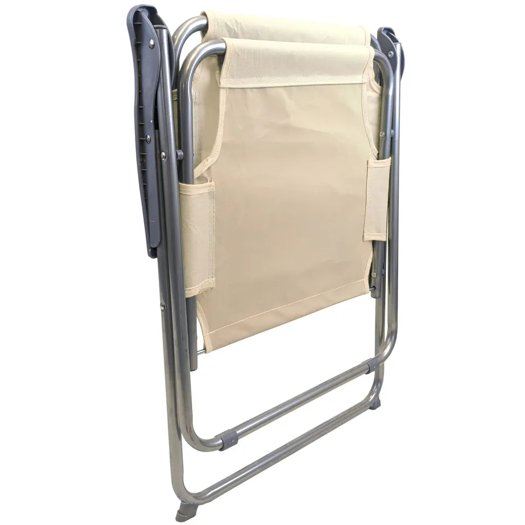  4 Stück Wohaga Campingstuhl 'Texel' Mit Armlehnen, Klappbar - Beige