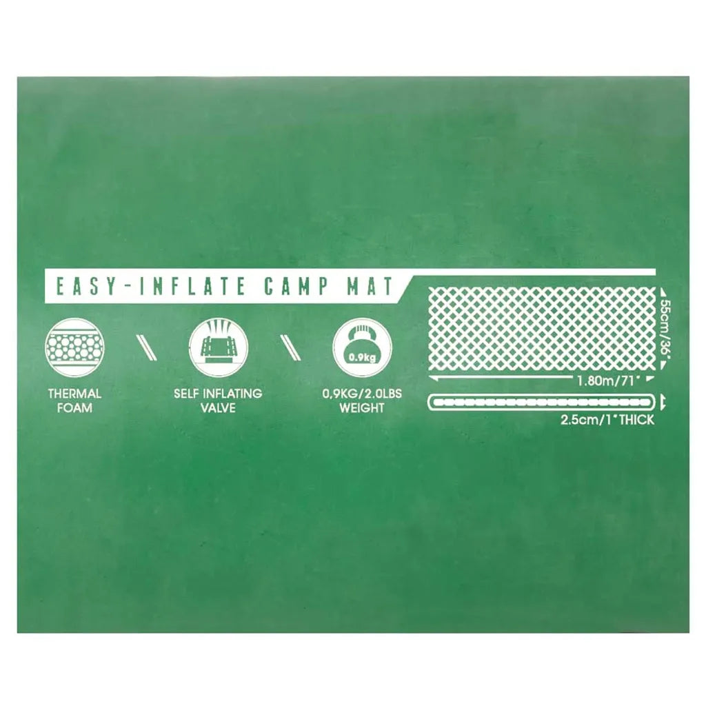  Bestway "Easy-Inflate Camp Mat" Selbstaufblasende Thermomatte, 180 X 50 X 2,5 Cm, Grün, 68058