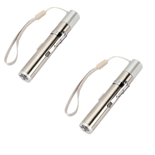 2 Stück LED Taschenlampe 3 In 1 UV Lampe USB Wiederaufladbar
