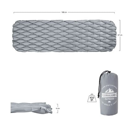  Lumaland Outdoor Campingmatte Isomatte Schlafmatte Aufblasbare Luftmatratze Fürs Zelt 188 X 60 X 6 Cm Hellgrau