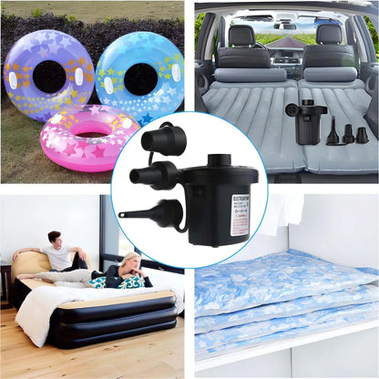  Elektrische Luftpumpe Luftmatratze 3 Luftdüse Tragbar Elektropumpe 2 In1 Inflate Deflate Kompressor Matratze Sofa Pool Schwimmring Camping 230V Retoo