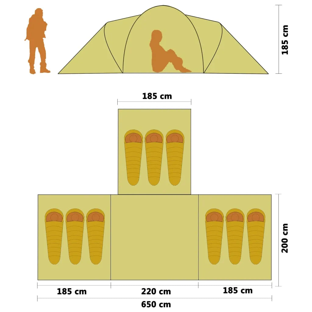  VidaXL Campingzelt Stoff 9 Personen Dunkelblau Und Blau