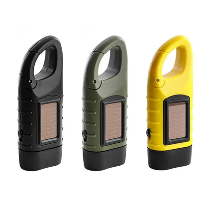  Handkurbel Solar Dynamo Taschenlampe Licht Outdoor Reise Notfall LED Taschenlampe, Schwarz