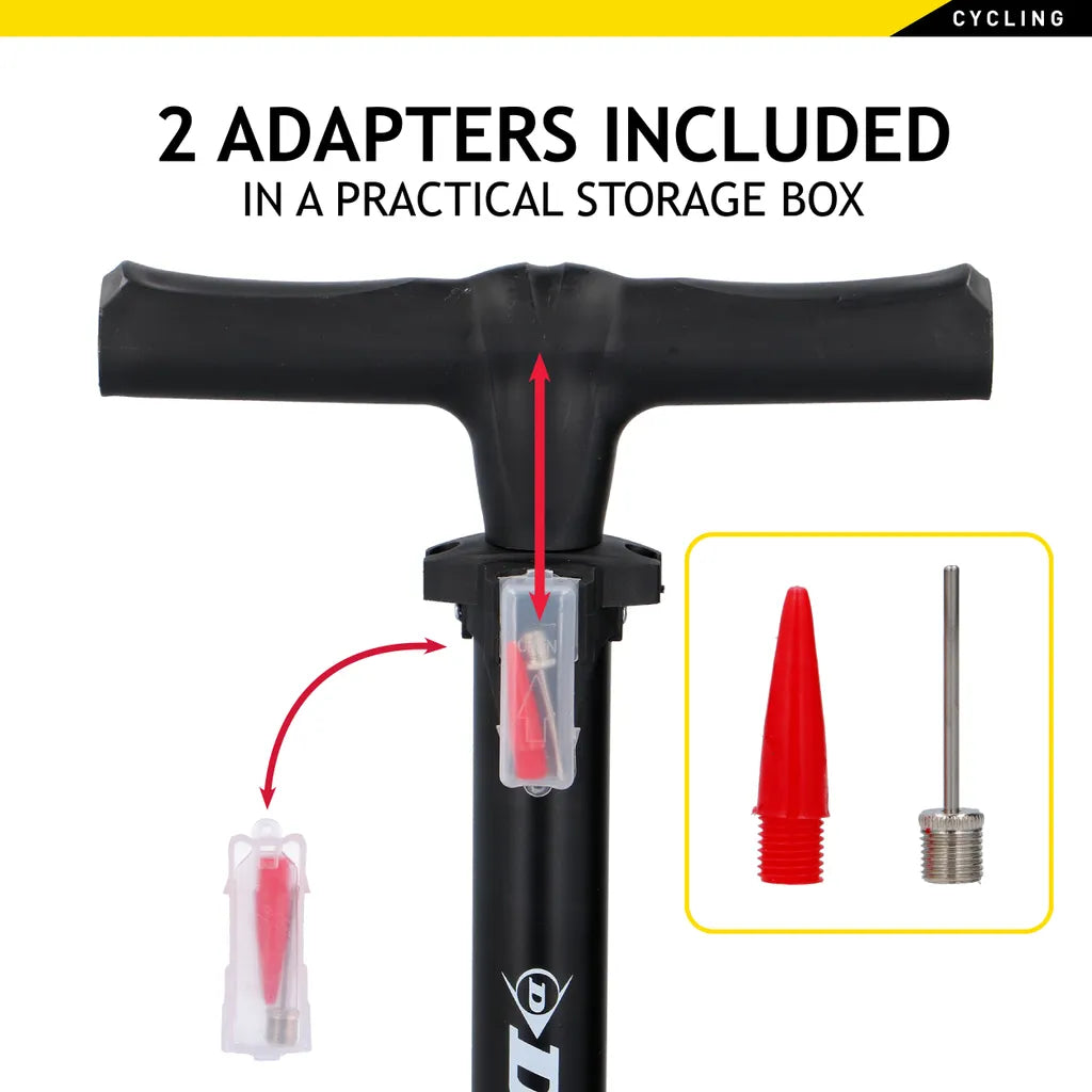  Dunlop Fahrradluftpumpe Für Alle Ventile, Tragbare Luftpumpe, Fahrradpumpe, Standpumpe, Schwarz
